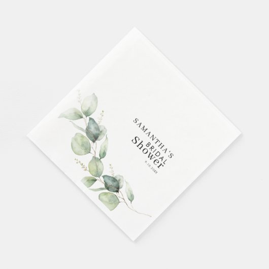 Serviette En Papier Papier Fête de Mariage Aquarelle Eucalyptus (Coin)