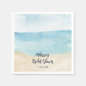 Serviette En Papier Papier Fête des mariées Aquarelle Élégant Script (Devant)