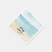 Serviette En Papier Papier Fête des mariées Aquarelle Élégant Script (Coin)