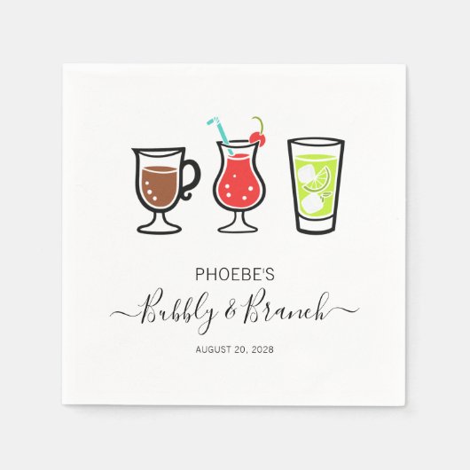 Serviette En Papier Papier Fête des mariées Brunch et Bubbly (Devant)