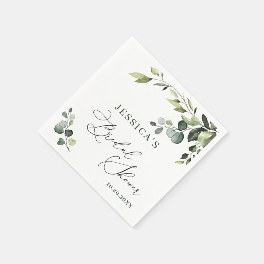 Serviette En Papier Papier Fête des mariées Eucalyptus Elégant (Coin)