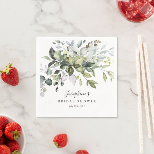 Serviette En Papier Papier Fête des mariées Eucalyptus Napkin (En situation)