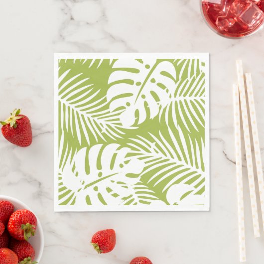 Serviette En Papier Papier feuille de palme vert tropicale Napkin (En situation)
