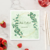 Serviette En Papier Papier Feuille Eucalyptus vert géométrique Napkin (En situation)