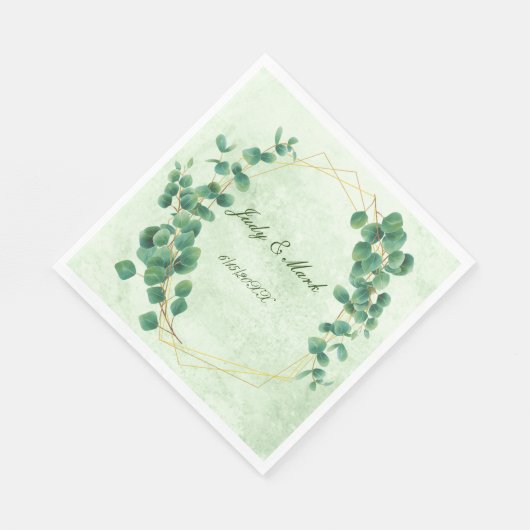 Serviette En Papier Papier Feuille Eucalyptus vert géométrique Napkin (Coin)