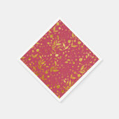 Serviette En Papier Papier Feuille magenta et or (Coin)