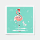 Serviette En Papier Papier Flamant rose de Noël (Devant)