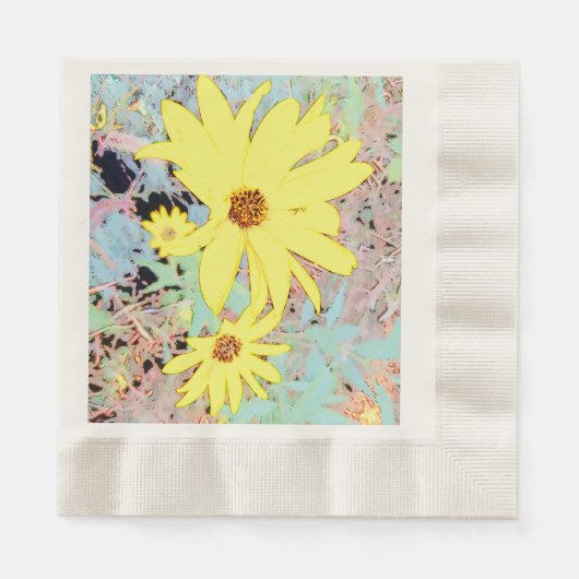 Serviette En Papier Papier Fleur Jaune Été (Devant)