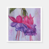 SERVIETTE EN PAPIER PAPIER FLEURIER ROSE ET PURPLE FUSCHIE NAPKINS (Devant)