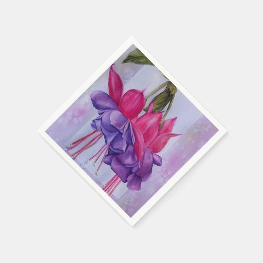 SERVIETTE EN PAPIER PAPIER FLEURIER ROSE ET PURPLE FUSCHIE NAPKINS (Coin)