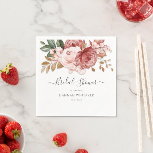 Serviette En Papier Papier Fleuriste Aquarelle Botanique pour Mariage (En situation)