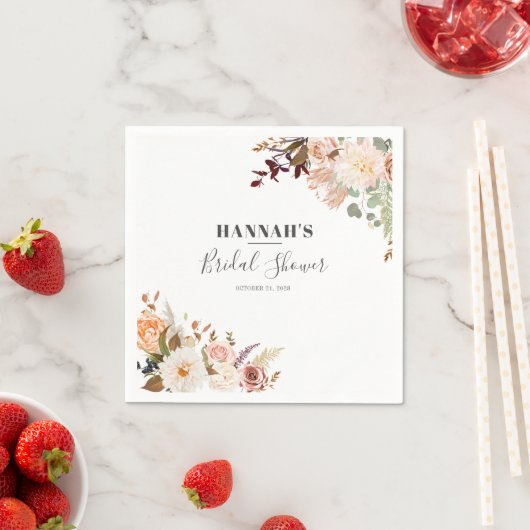 Serviette En Papier Papier Fleuriste Automne Mariage Bridal Shower (En situation)