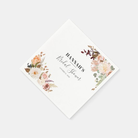 Serviette En Papier Papier Fleuriste Automne Mariage Bridal Shower (Coin)