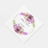 Serviette En Papier Papier Floral Aquarelle Rose Et Vert (Coin)