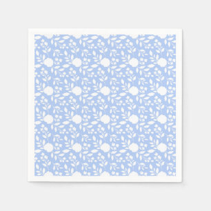 Serviette En Papier Papier floral blanc et bleu clair