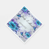 Serviette En Papier Papier Floral Bleu Et Papillon (Coin)