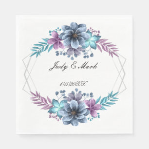 Serviette En Papier Papier Floral Bleu Et Violet