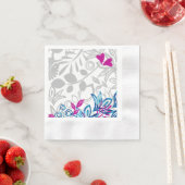 Serviette En Papier Papier floral bleu, rose, gris clair (En situation)