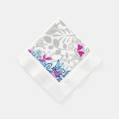 Serviette En Papier Papier floral bleu, rose, gris clair (Coin)