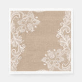Serviette En Papier Papier floral Burlap et dentelle Napkin (Devant)