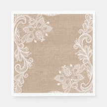 Papier floral Burlap et dentelle Napkin