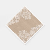 Serviette En Papier Papier floral Burlap et dentelle Napkin (Coin)