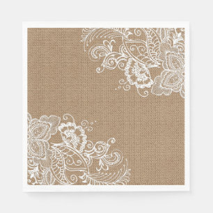 Serviette En Papier Papier floral Burlap et dentelle Napkin