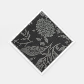 Serviette En Papier Papier floral noir et gris (Coin)