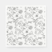 Serviette En Papier Papier floral noir Napkin (Devant)