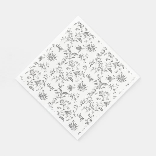Serviette En Papier Papier floral noir Napkin (Coin)