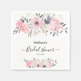 Serviette En Papier Papier Floral Rose Script Rustique pour Mariage