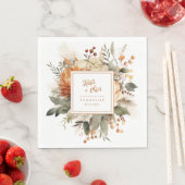 Serviette En Papier Papier Floral & Vert Chute Orange Brûlé (En situation)