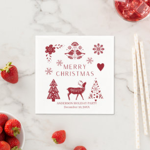 Serviette En Papier Papier folklorique rouge et blanc