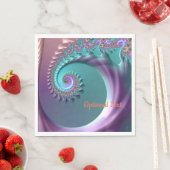 Serviette En Papier Papier Fracté turquoise et pourpre en spirale (En situation)