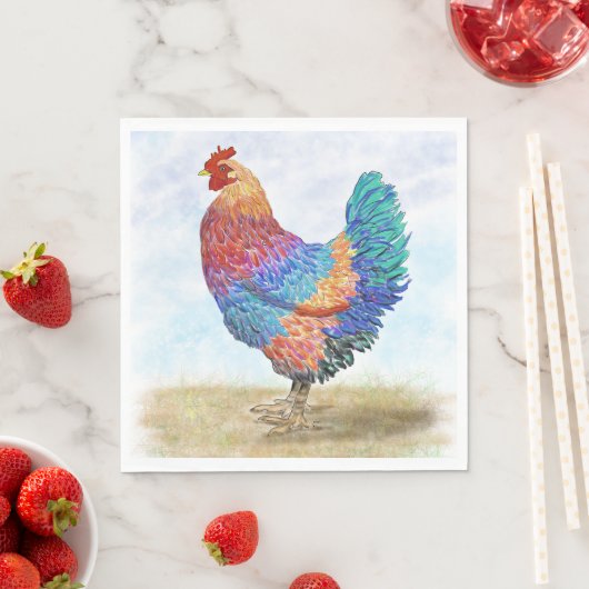 Serviette En Papier Papier Français Rooster Napkin (En situation)