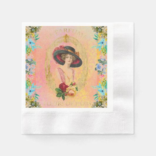Serviette En Papier Papier français vintage (Devant)