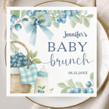 Papier Garçon Bébé Bleuet Brunch Nœuds & Bouteille