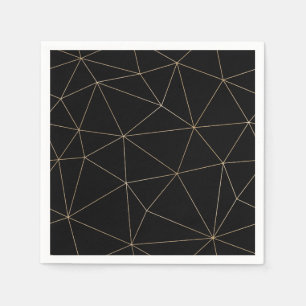 Serviette En Papier Papier géométrique moderne noir et or
