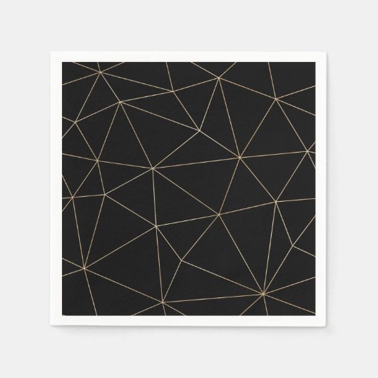 Serviette En Papier Papier géométrique moderne noir et or (Devant)