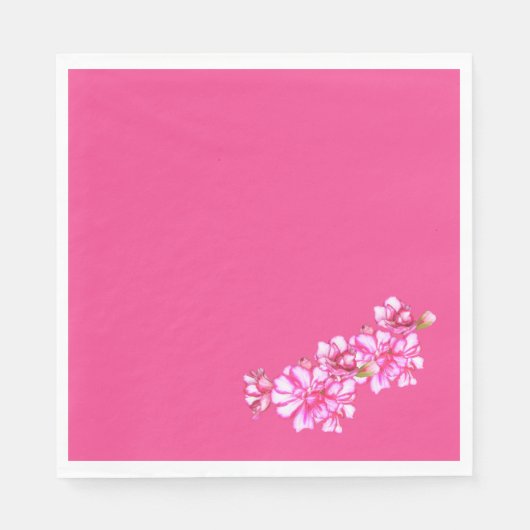 Serviette En Papier Papier - Geraniums à rayures roses (Devant)