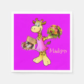 Serviette En Papier Papier, Giraffe Floral Violet (Devant)