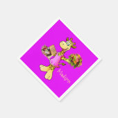 Serviette En Papier Papier, Giraffe Floral Violet (Coin)
