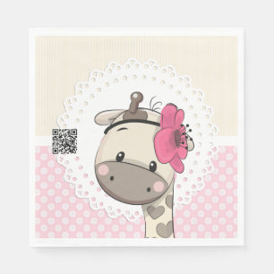 Serviette En Papier Papier Giraffe rose bébé personnalisé serviettes