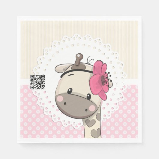 Serviette En Papier Papier Giraffe rose bébé personnalisé serviettes (Devant)