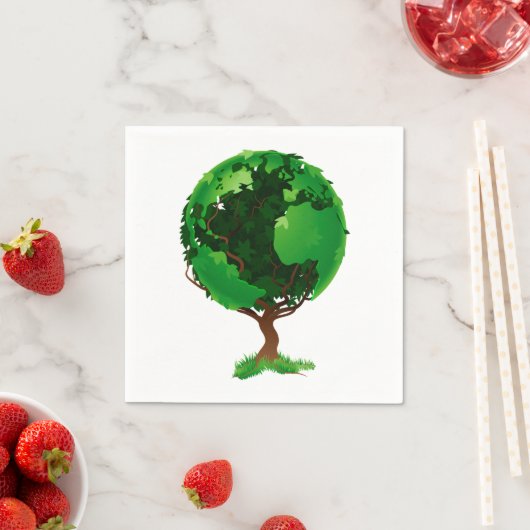 Serviette En Papier Papier Green Tree Globe (En situation)
