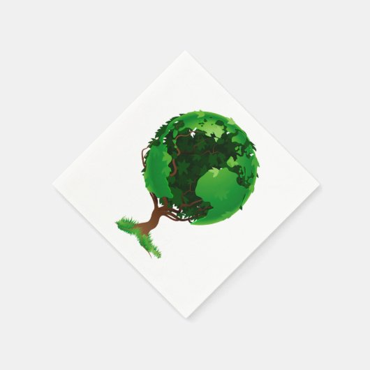Serviette En Papier Papier Green Tree Globe (Coin)