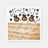 Serviette En Papier Papier, Guitare Notes musicales Coeurs noirs (Devant)