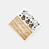 Serviette En Papier Papier, Guitare Notes musicales Coeurs noirs (Coin)