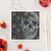 Serviette En Papier Papier Halloween Napkins-Crâne & Webs (En situation)