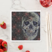 Serviette En Papier Papier Halloween Napkins-Crâne & Webs (En situation)